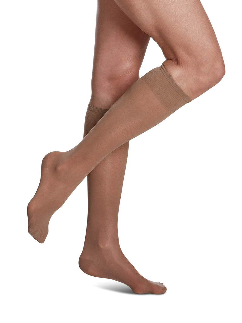 [Australia] - SIGVARIS Women's Sheer Fashion 120 Closed Toe Calf Compression Hose 15-20mmHg 10 - 12 Taupe 