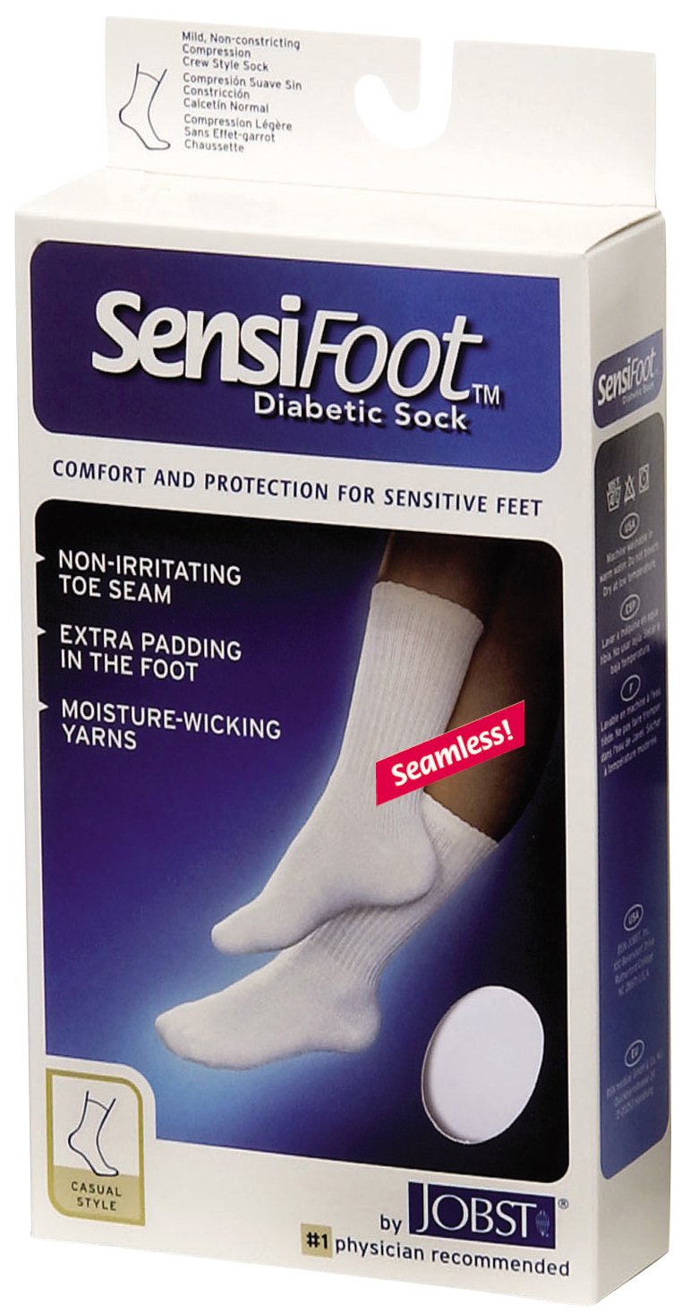 [Australia] - JOBST SensiFoot Compression Support Socks Crew Length Sock 8-15mmHg, M, White 