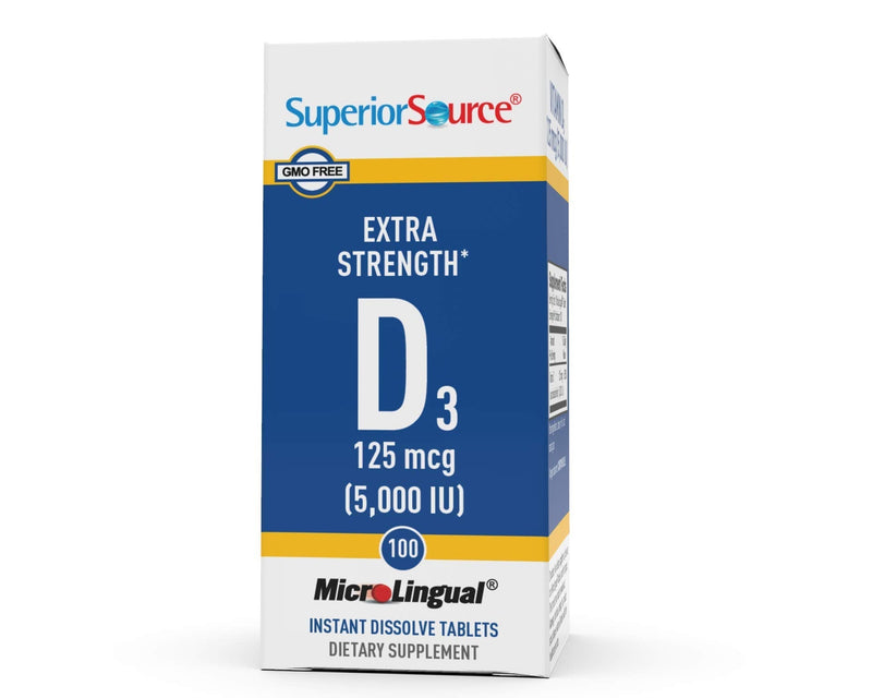 [Australia] - Superior Source Vitamin D3 5000 IU, Under The Tongue Quick Dissolve Sublingual Tablets, 100 Count, Promotes Strong Bones and Teeth, Immune Support, Non-GMO Vitamin D 125mcg (5,000 IU) 