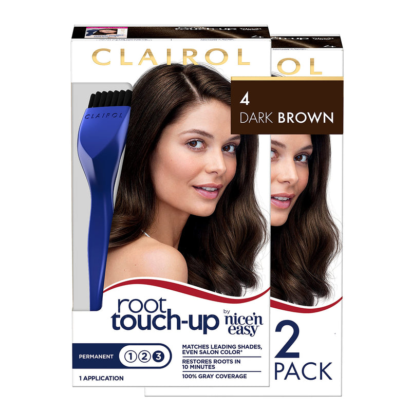 [Australia] - Clairol Root Touch-Up by Nice'n Easy Permanent Hair Dye, 4 Dark Brown Hair Color, 2 Count 2 Count (Pack of 1) 