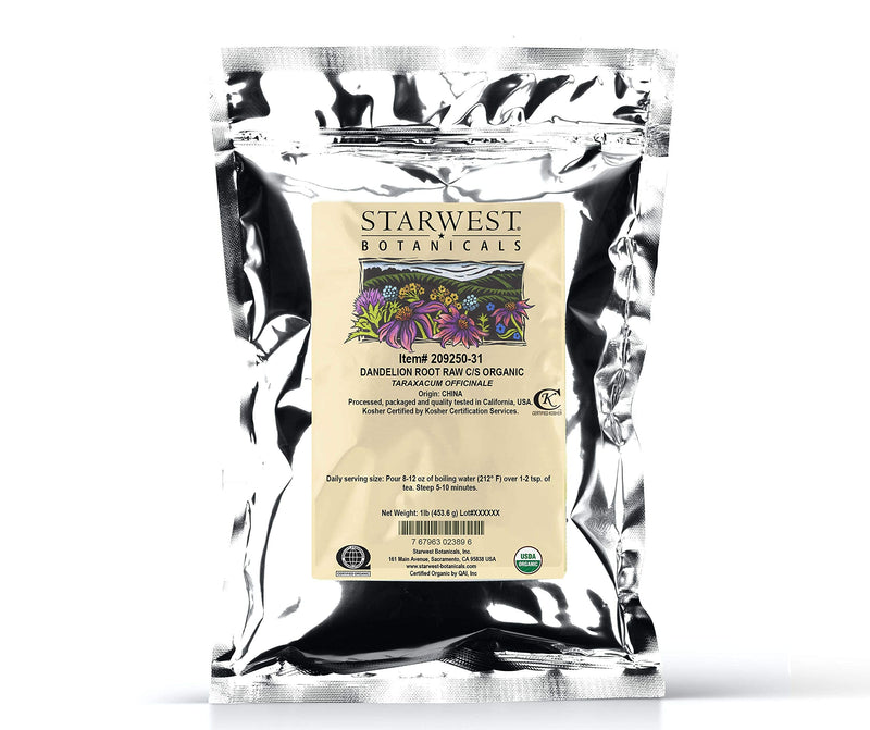 [Australia] - Starwest Botanicals Organic Raw Dandelion Root Tea [1 Pound] Bulk Cut & Sifted (C/S) Loose Tea 1 Pound (Pack of 1) 