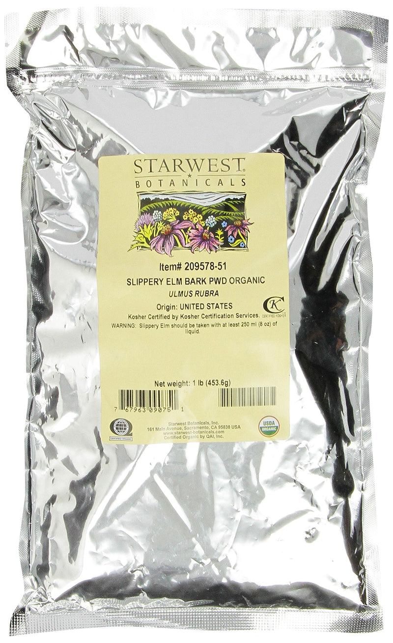 [Australia] - Starwest Botanicals Organic Slippery Elm Bark Powder, 1 lb Bag, Packaging may vary 