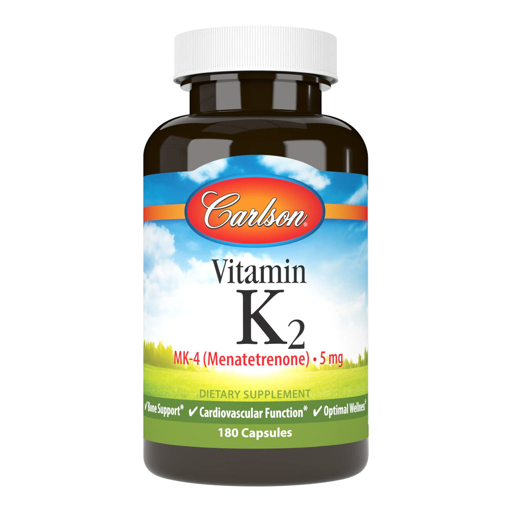 [Australia] - Carlson - Vitamin K2, MK-4 (Menatetrenone), Vitamin K Supplement, Bone & Heart Health, K2 Vitamin, Soy-free, Vitamin K-2, K2 Vitamins, 180 Capsules 