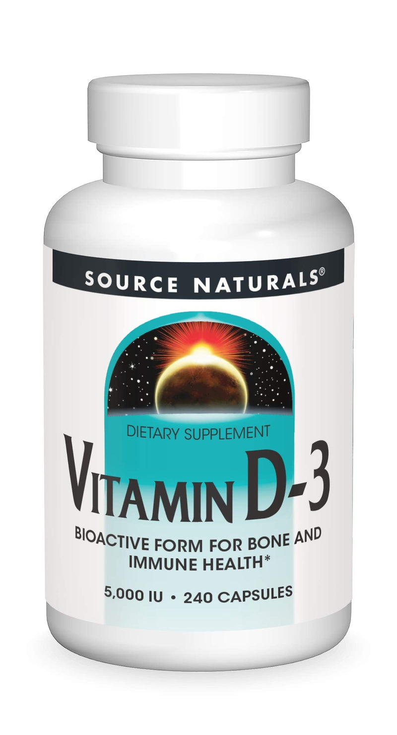 [Australia] - Source Naturals Vitamin D-3 5000 iu Supports Bone & Immune Health - 240 Capsules 240 Count (Pack of 1) 