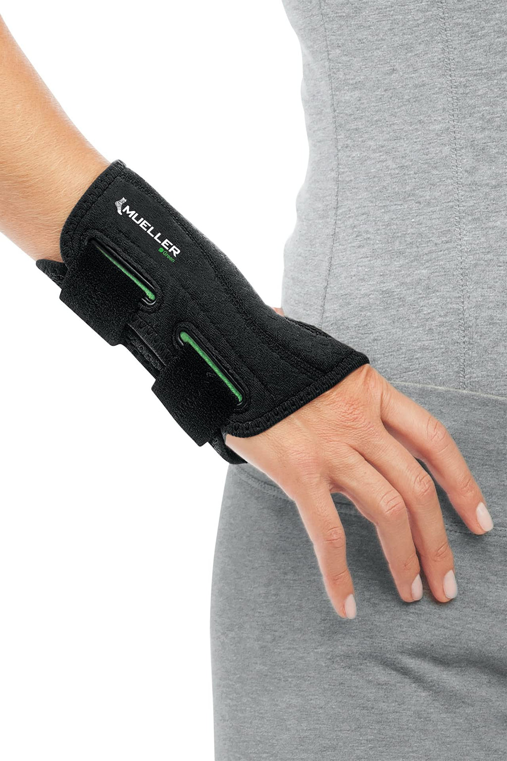 [Australia] - MUELLER Green Fitted Wrist Brace, Right Hand, Black, Large/XL (8-10) Large/X-Large (Pack of 1) 