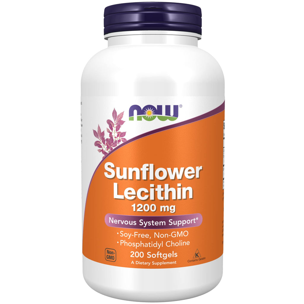 [Australia] - NOW Supplements, Sunflower Lecithin 1200 mg with Phosphatidyl Choline, 200 Softgels 200 Count (Pack of 1) 