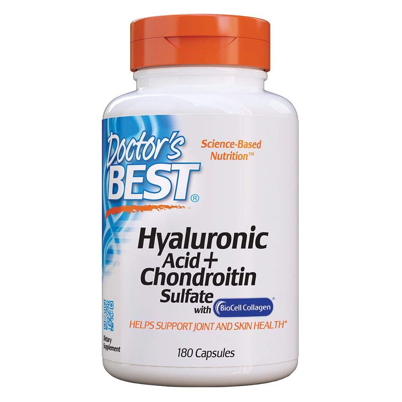 [Australia] - Doctor's Best Hyaluronic Acid with Chondroitin Sulfate, Featuring BioCell Collagen, Non-GMO, Gluten Free, Soy Free, Joint Support, 180 Count (Pack of 1) 