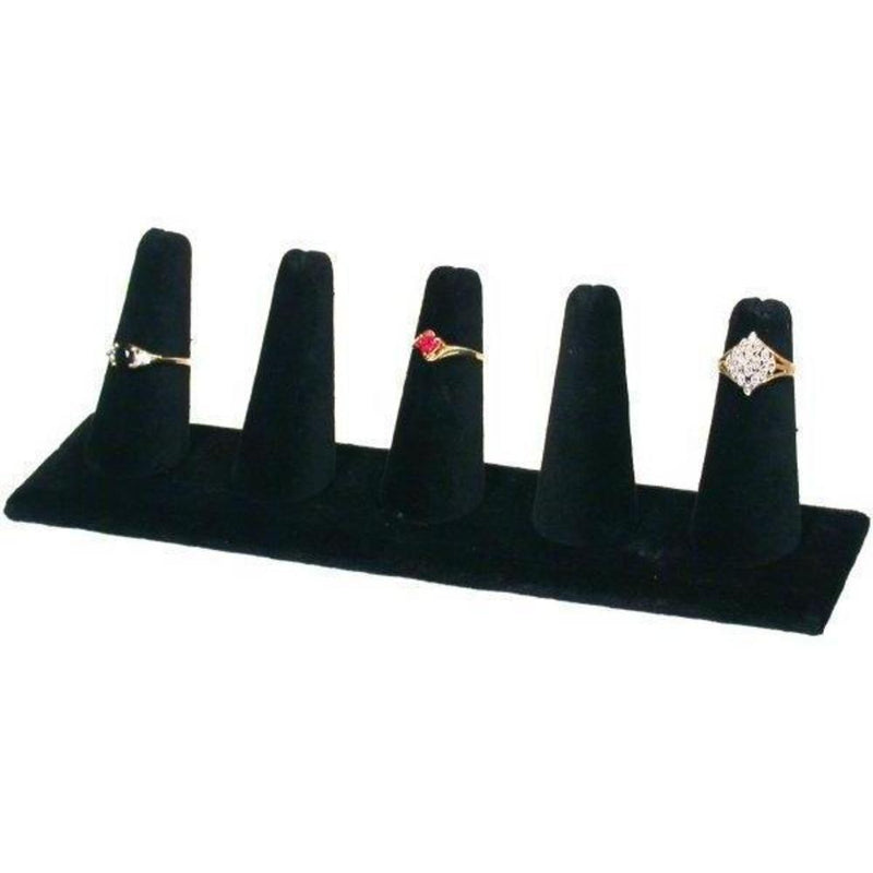 [Australia] - Islandoffer NEW Black Velvet 5 Finger Ring Jewelry Display !!! 