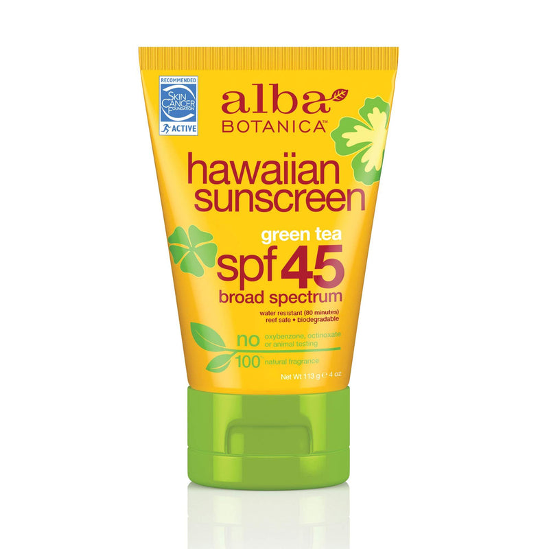 [Australia] - Alba Botanica Green Tea Hawaiian SPF 45 Sunscreen, 4 oz. (Pack of 2) 4 Ounce (Pack of 2) 