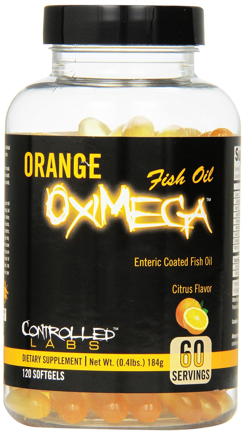 [Australia] - Orange Oximega Fish Oil Supplement 120 Softgels by Controlled Labs, EPA and DHA, 2000mg Omega- 3 Fatty Acids, Citrus-Flavor, Burpless Softgels for General Health and Cardiovascular Support 