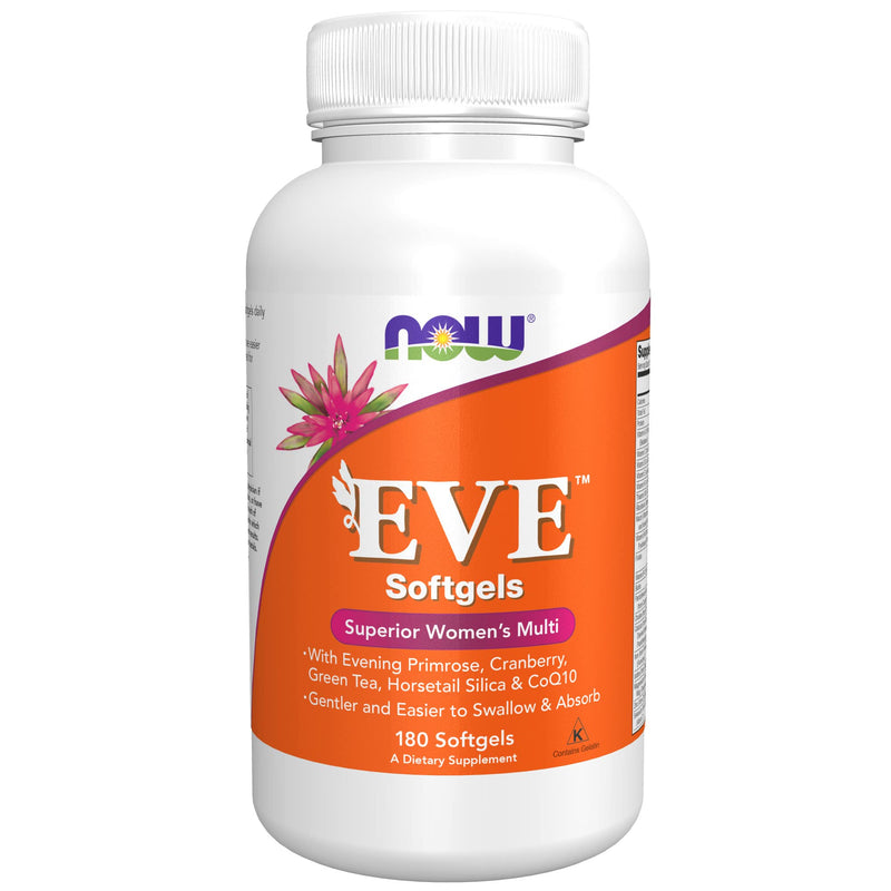 [Australia] - NOW Supplements, Eve™ Women's Multivitamin with Evening Primrose, Cranberry, Green Tea, Horsetail Silica & CoQ10, 180 Softgels 180 Count (Pack of 1) 