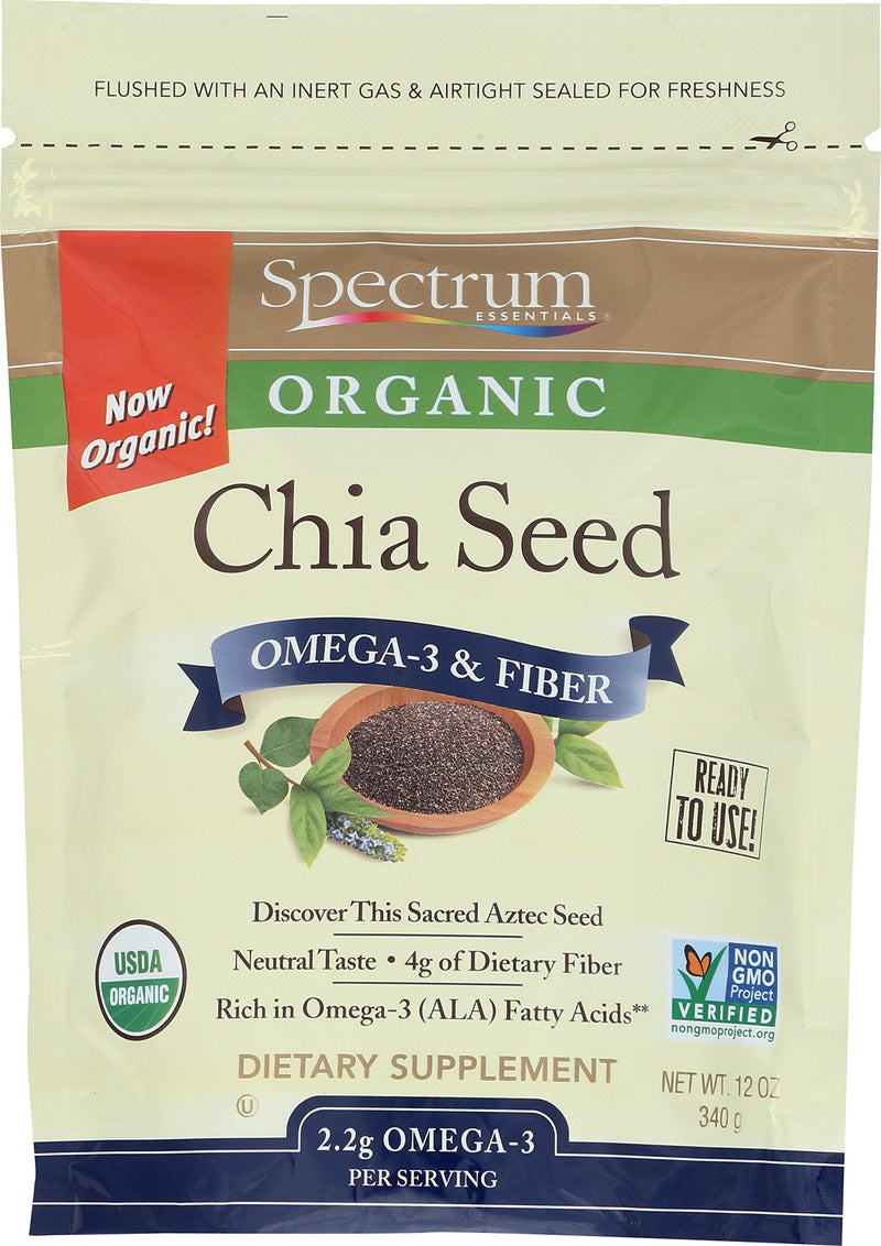 [Australia] - Spectrum Essentials Organic Chia Seed, Omega-3 & Fiber, 12 Oz Whole Chia 12 Ounce (Pack of 1) 