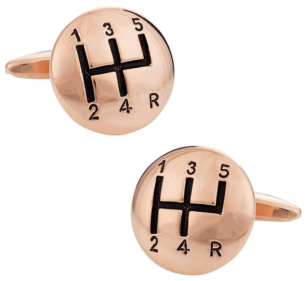 [Australia] - 5-Speed Automotive Cufflinks Stick Shift Car Racing in Rose Gold with Presentation Gift Box 