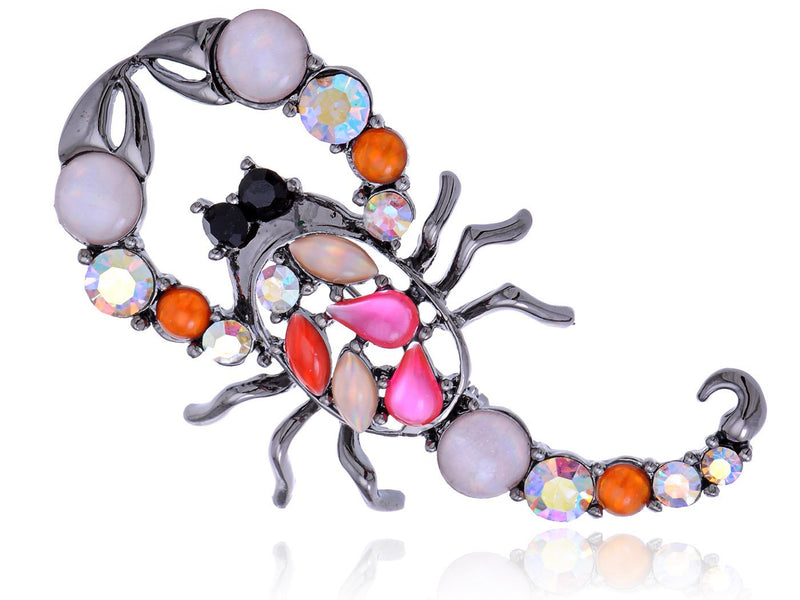 [Australia] - Alilang Metallic Colorful Pink Cat-Eye Beaded Scorpion Insect Costume Jewelry Pin Brooch 