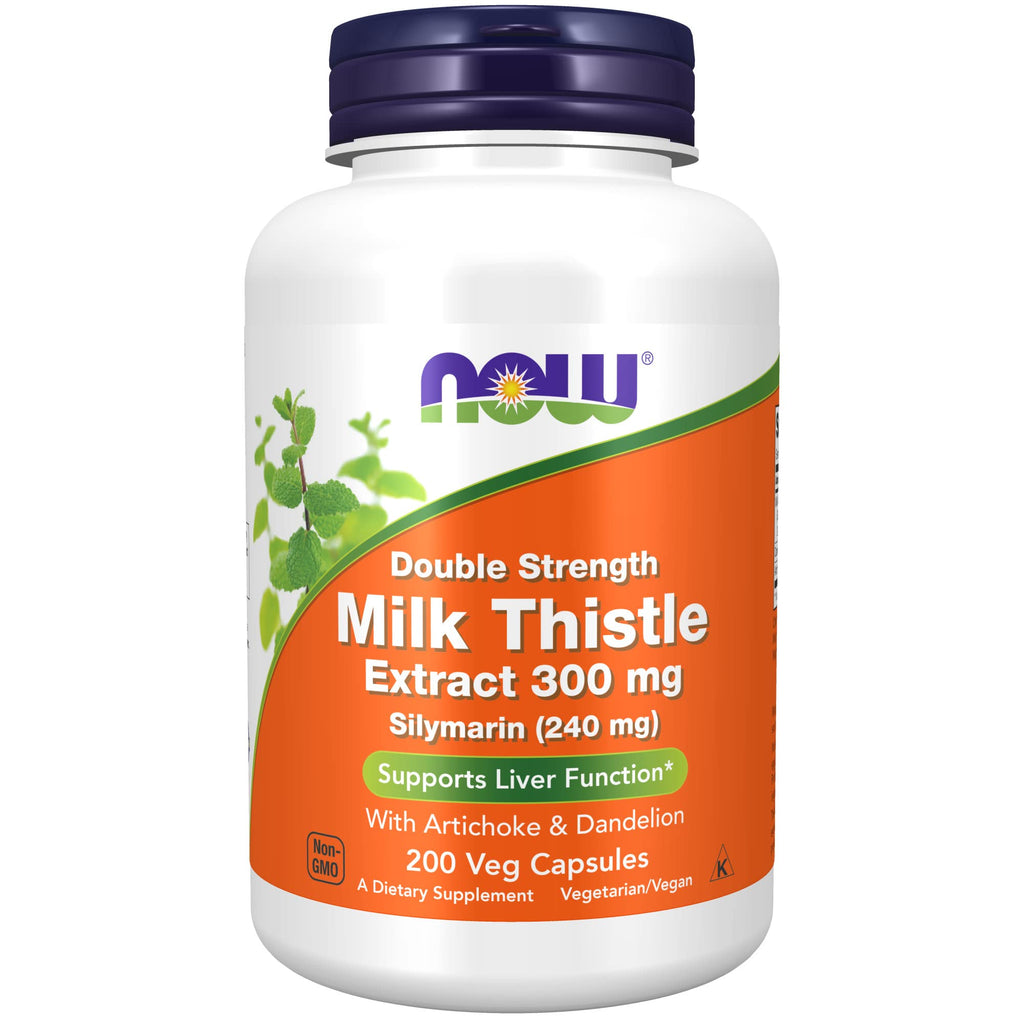 [Australia] - NOW Supplements, Silymarin Milk Thistle Extract 300 mg with Artichoke and Dandelion, Double Strength, Supports Liver Function*, 200 Veg Capsules 