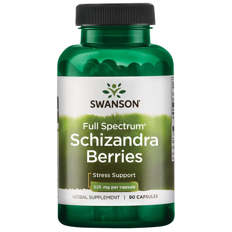 [Australia] - Swanson Full Spectrum Schizandra Berries - Herbal Supplement Promoting Stress Support & Liver Health - Helps Easy Body and Mind w/Natural Ingredients - (90 Capsules, 525mg Each) 1 