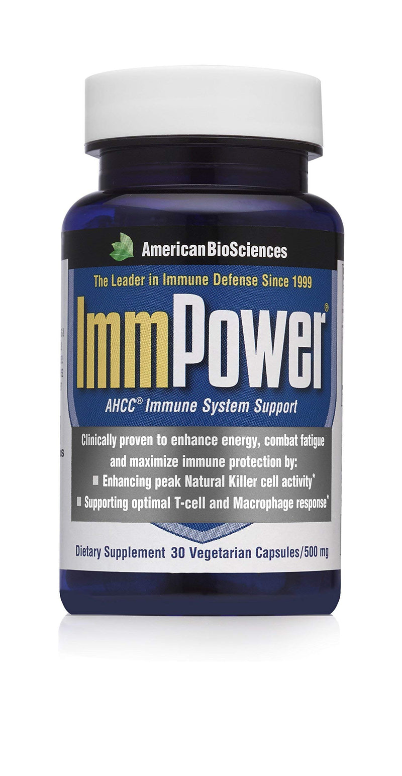 [Australia] - American BioSciences ImmPower AHCC Supplement | Enhanced Immune Support, Natural Killer Cell Activity and Cytokine Production | 30 Vegetarian Capsules, 500 milligrams per Capsule 30 Count (Pack of 1) 