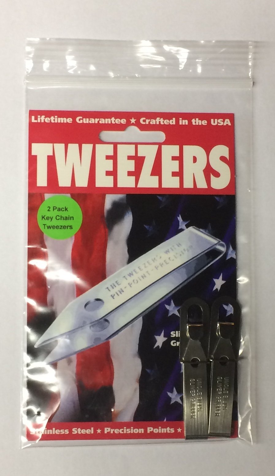 [Australia] - 2 Pack Uncle Bills Sliver Gripper Precision Key Chain Tweezers 2 Pack 