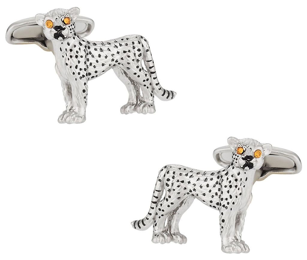 [Australia] - Safari Cuff-Daddy Cheetah Cufflinks with Swarovski Eyes with Presentation Box 