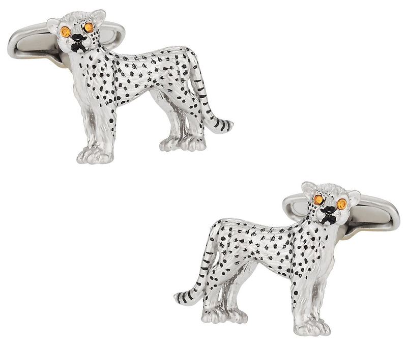 [Australia] - Safari Cuff-Daddy Cheetah Cufflinks with Swarovski Eyes with Presentation Box 