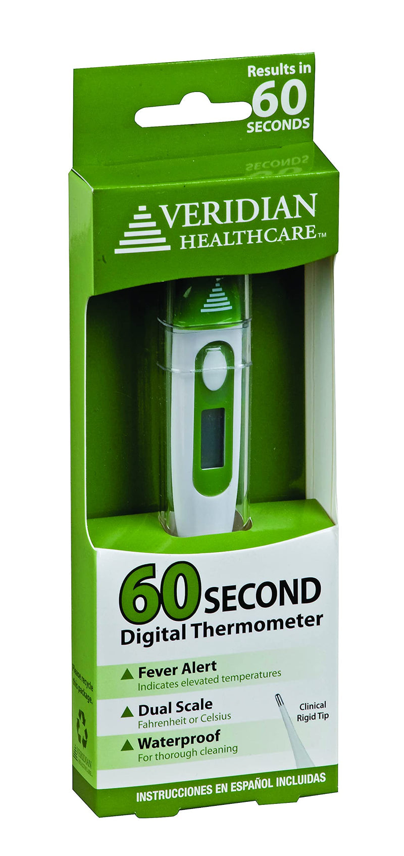 [Australia] - Veridian Healthcare 60-Second Digital Thermometer | 60-Second readout | Fahrenheit/Celsius Measurements | Fever Alert 