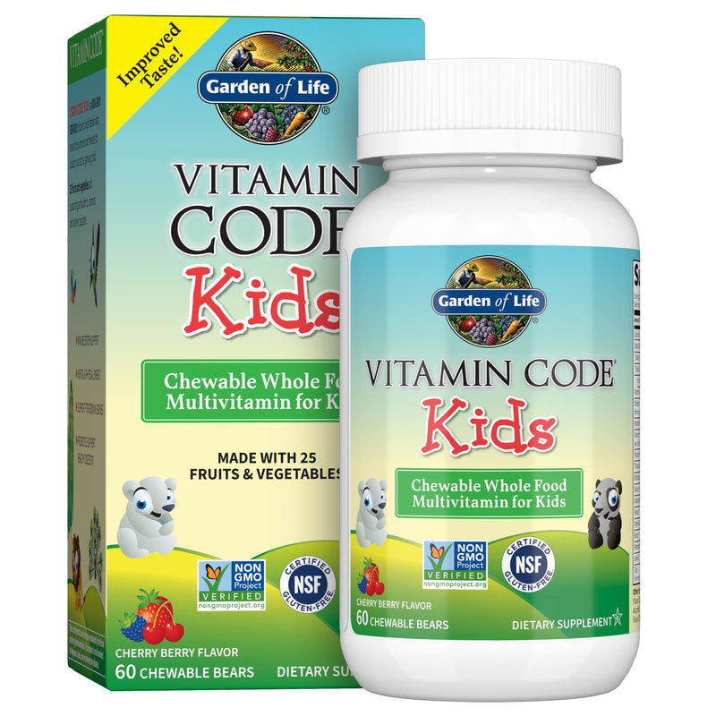 [Australia] - Garden of Life Vegetarian Multivitamin Supplement for Kids, Vitamin Code Kids Chewable Raw Whole Food Vitamin with Probiotics, 60 Chewable Bears 60 Count (Pack of 1) 