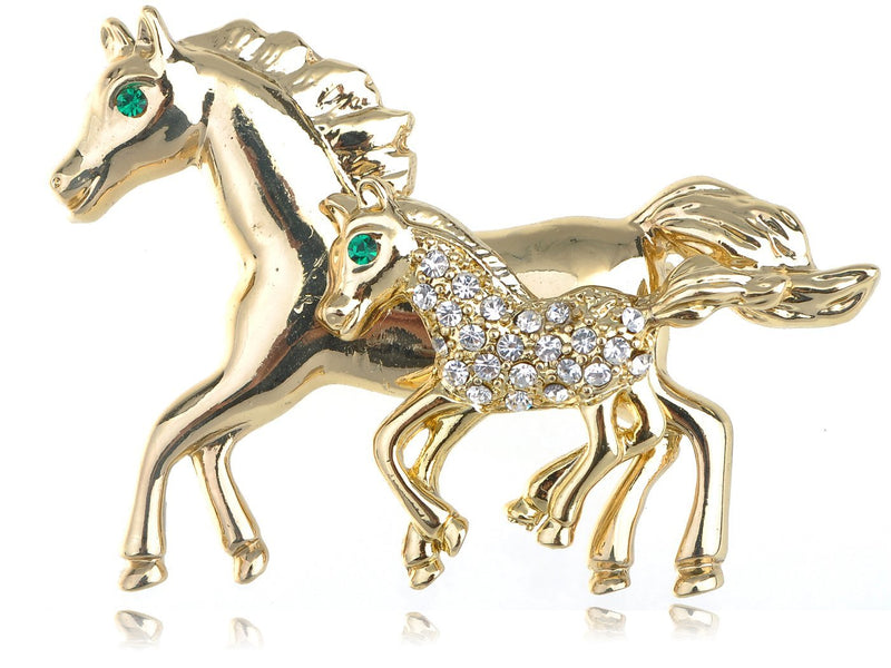 [Australia] - Alilang Golden Tone Clear Rhinestones Cutout Fairytale Stallion Horse 