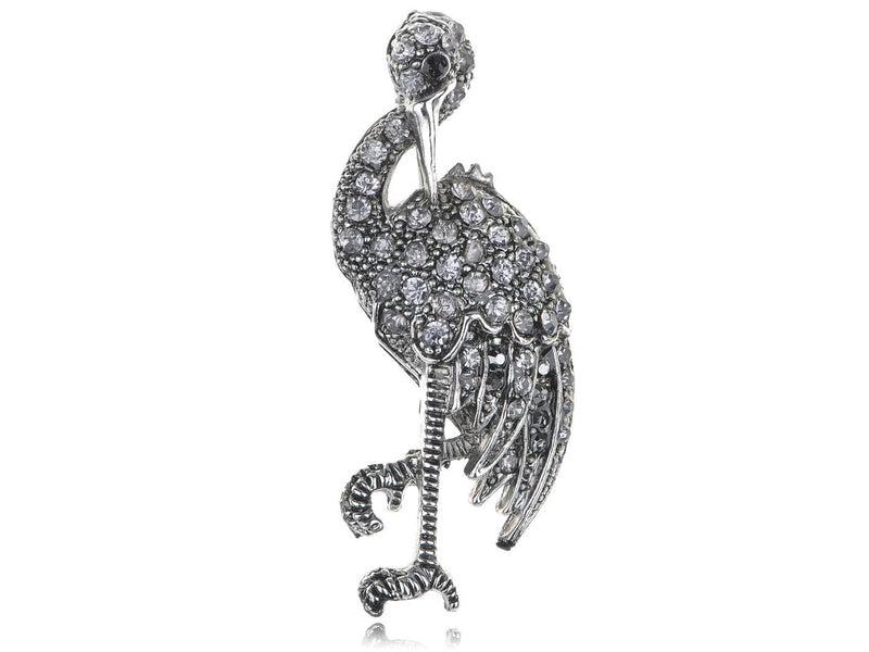 [Australia] - Alilang Standing Flamingo Bird Beak Crystal Rhinestone Bird Brooch Pin 