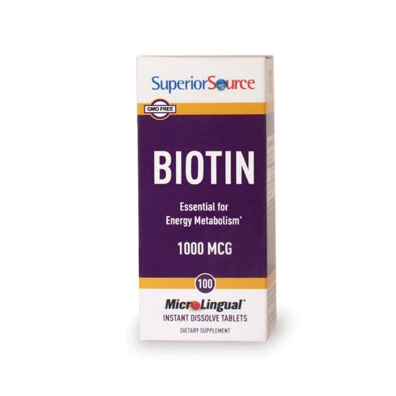 [Australia] - Superior Source Biotin 1000 mcg Sublingual Instant Dissolve Tablets - Hair, Skin, and Nails Growth Vitamins - 100 Count 