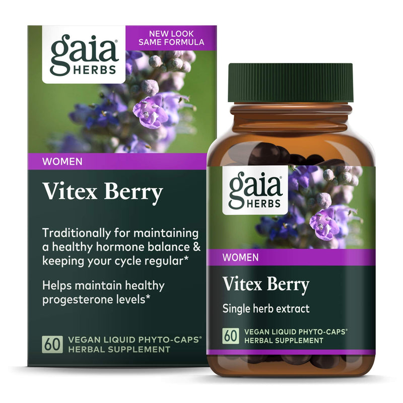 [Australia] - Gaia Herbs Vitex Berry (Chaste Tree) - Supports Hormone Balance & Fertility for Women - Helps Maintain Healthy Progesterone Levels to Support Menstrual Cycle Health - 60 Vegan Caps (30-Day Supply) 60 Count (Pack of 1) Standard Packaging 