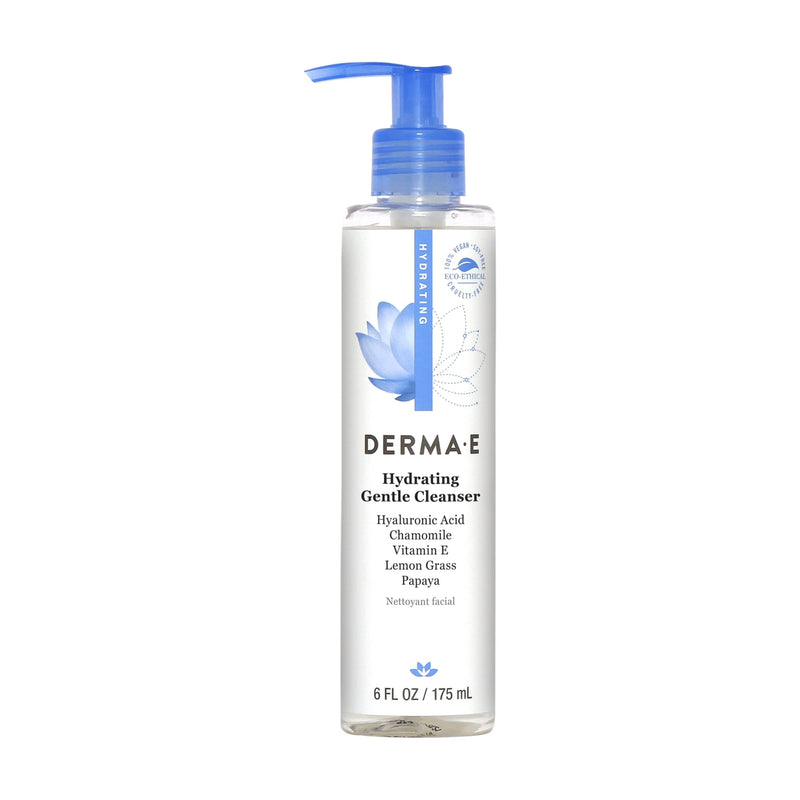 [Australia] - DERMA E Hydrating Gentle Cleanser with Hyaluronic Acid – Moisturizing Facial Cleanser Tones, Moisturizes & Improves Skin Texture – Gently Exfoliating Papaya Face Wash, 6 fl oz 