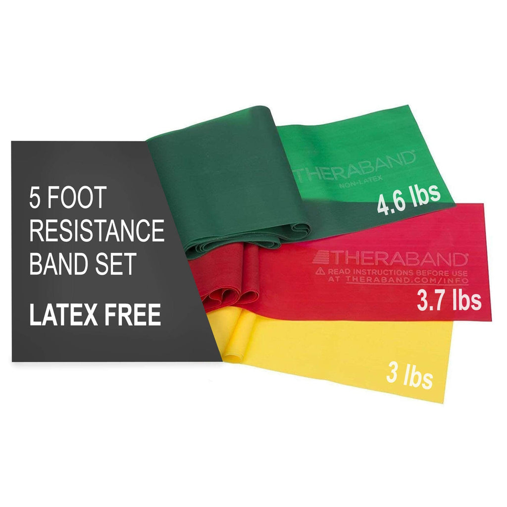 [Australia] - TheraBand Resistance Bands Set, Professional Non-Latex Elastic Band For Upper & Lower Body Exercise, Strength Training without Weights, Physical Therapy, Pilates, Rehab, Yellow & Red & Green, Beginner 