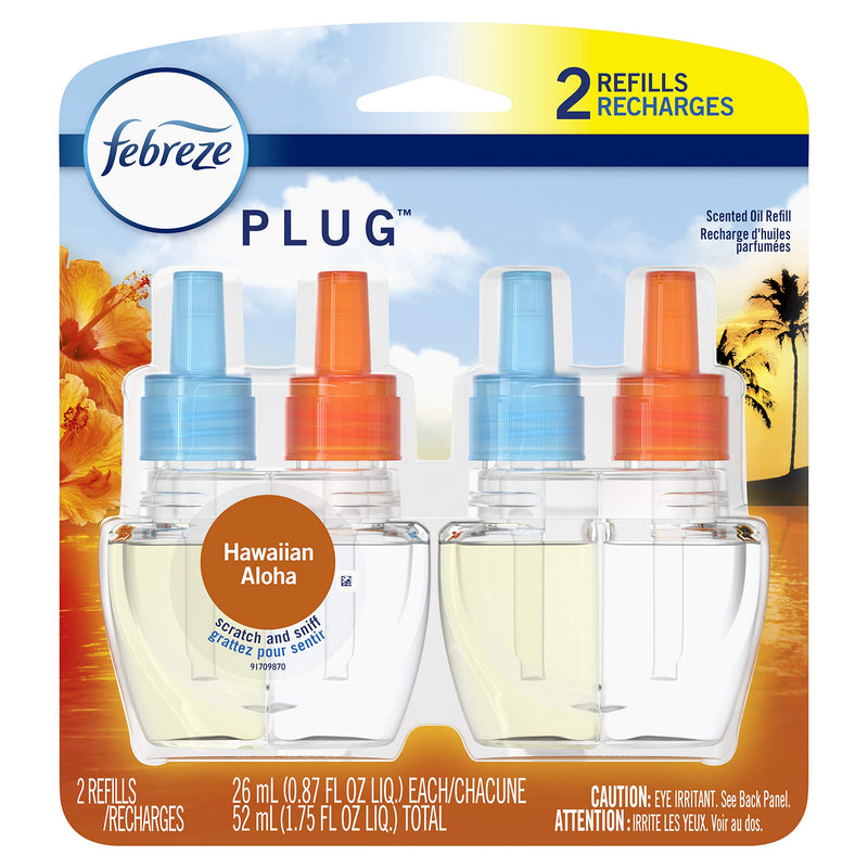 [Australia] - Febreze Plug in Air Freshener and Odor Eliminator, Scented Oil Refill, Hawaiian Aloha, 2 Count 0.87 Fl Oz (Pack of 2) A560 