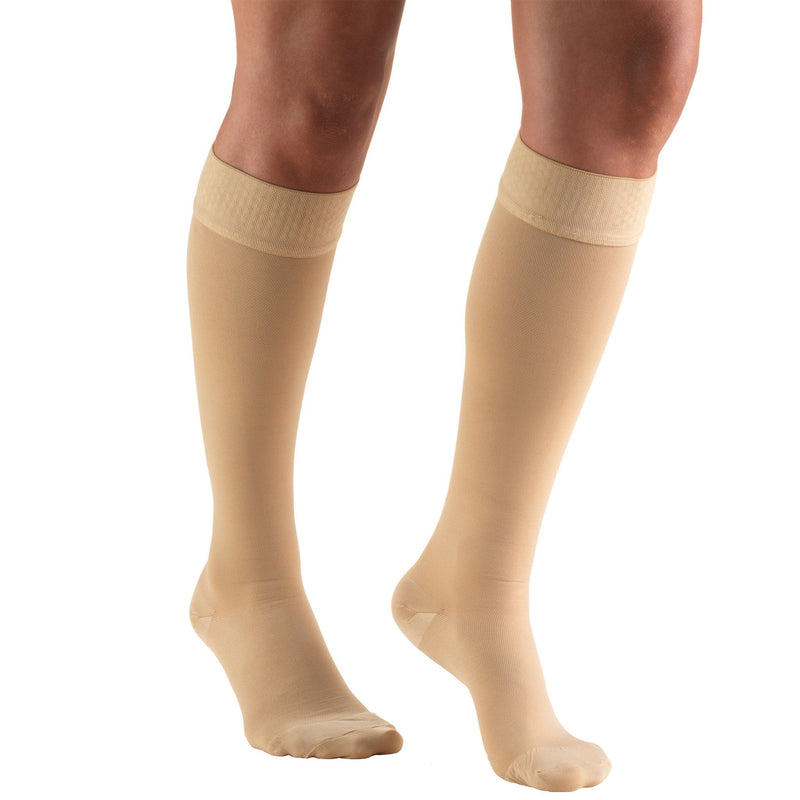 [Australia] - Truform 20-30 mmHg Compression Stockings for Men and Women, Knee High Length, Dot Top, Closed Toe, Beige, 2X-Large Beige (Closed Toe) 