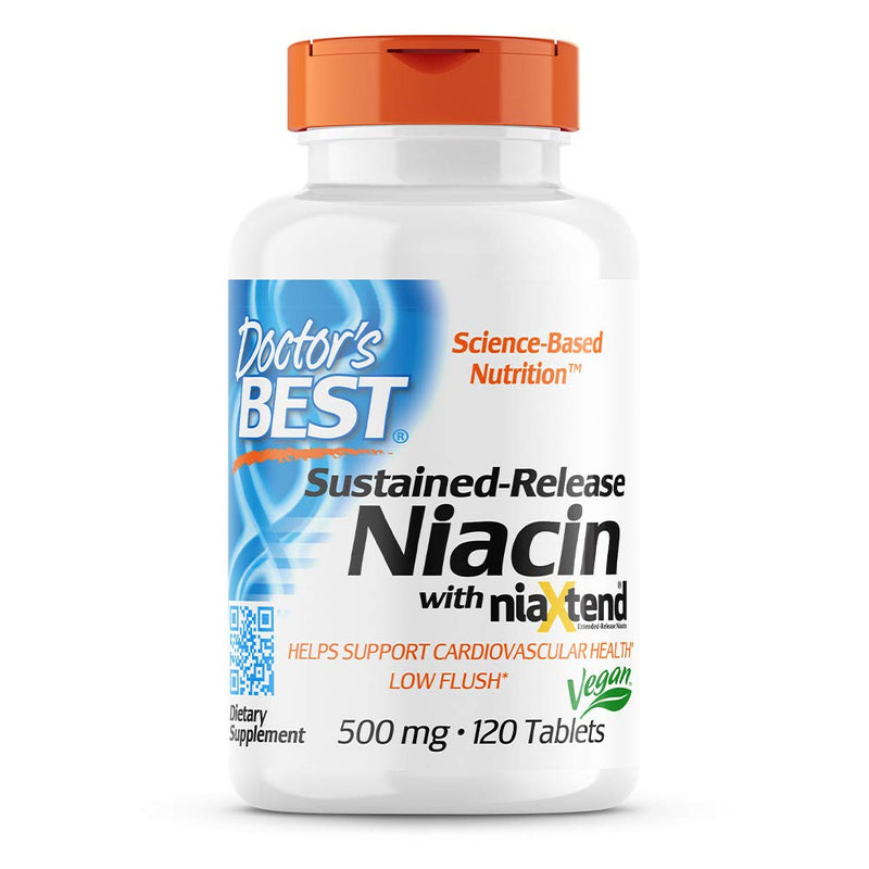[Australia] - Doctor's Best TimeRelease Niacin with niaxtend NonGMO Vegan Gluten Free 500 mg Tablets, 120 Count 