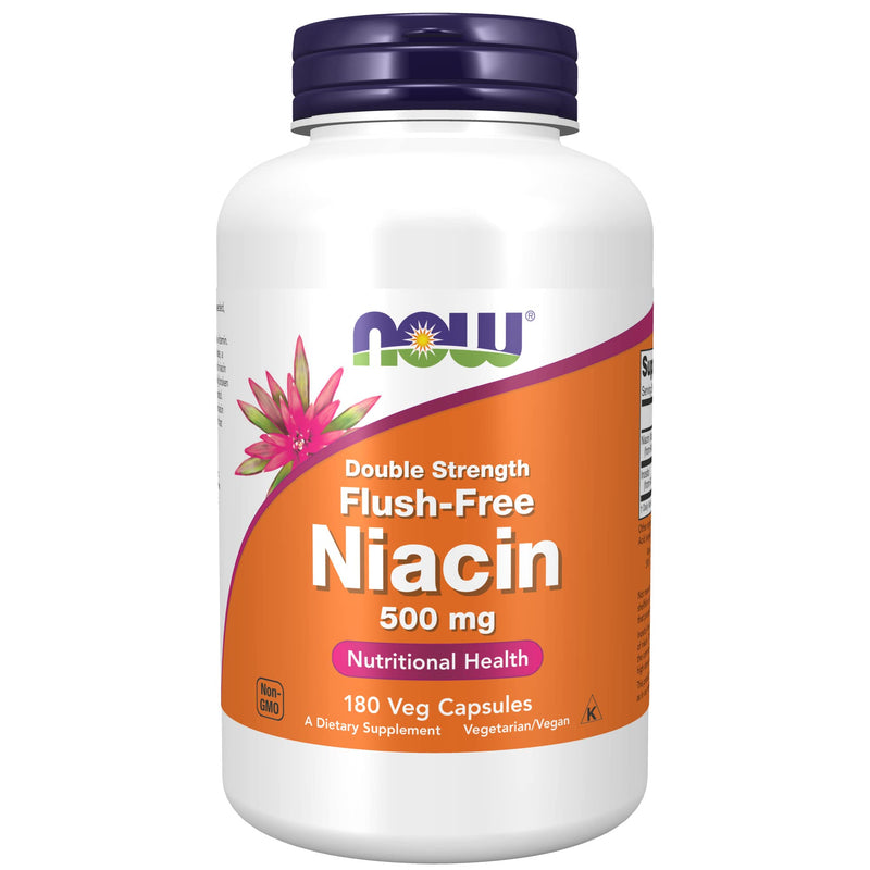 [Australia] - NOW Supplements, Niacin (Vitamin B-3) 500 mg, Flush-Free, Double Strength, Nutritional Health, 180 Veg Capsules 