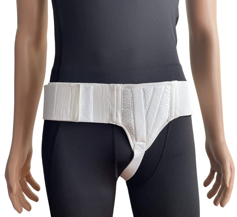 [Australia] - FlexaMed Left Side Inguinal Groin Hernia Truss with Compression Pad White - Medium Medium (Pack of 1) 