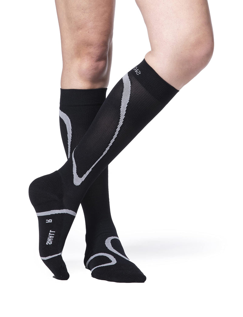 [Australia] - SIGVARIS Men’s & Women’s Motion High Tech 412 Closed Toe Calf-High Socks 20-30mmHg Medium Black 