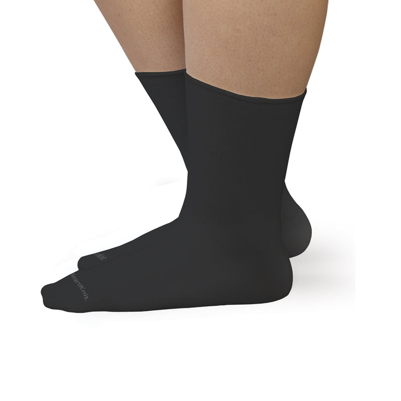 [Australia] - SmartKnit Seamless Wide Crew Socks for Diabetes, Arthritis, or Sensitive Feet, 1 Pair (2 Count) Small Black 