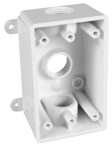 [Australia] - BELL PSB37550WH Single-Gang Weatherproof Box Three 1/2 in. or 3/4 in. Threaded Outlets, 2 in, White 