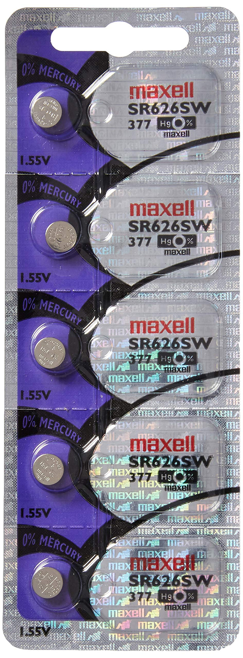 [Australia] - 5 Maxell SR626SW 377 Silver Oxide Watch Batteries 1 Pack 