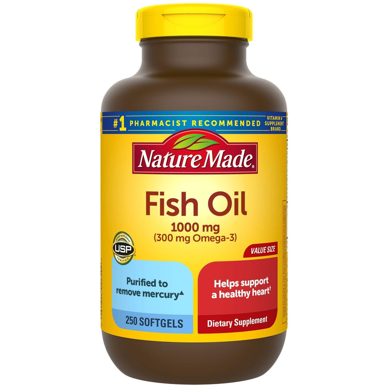 [Australia] - Nature Made Fish Oil 1000 mg, 250 Softgels Value Size, Fish Oil Omega 3 Supplement For Heart Health 250 Count (Pack of 1) 