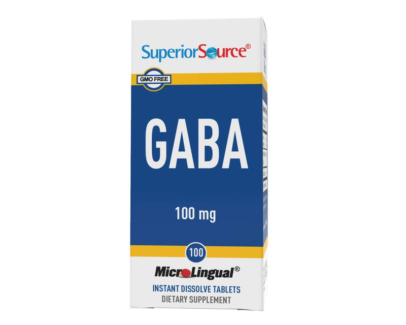 [Australia] - Superior Source GABA 100 mg, Under The Tongue Quick Dissolve Sublingual Tablets, 100 Count, Brain Health Support, Promotes a Relaxing Effect & Positive Mood, Stress Relief & Sleep Support, Non-GMO 