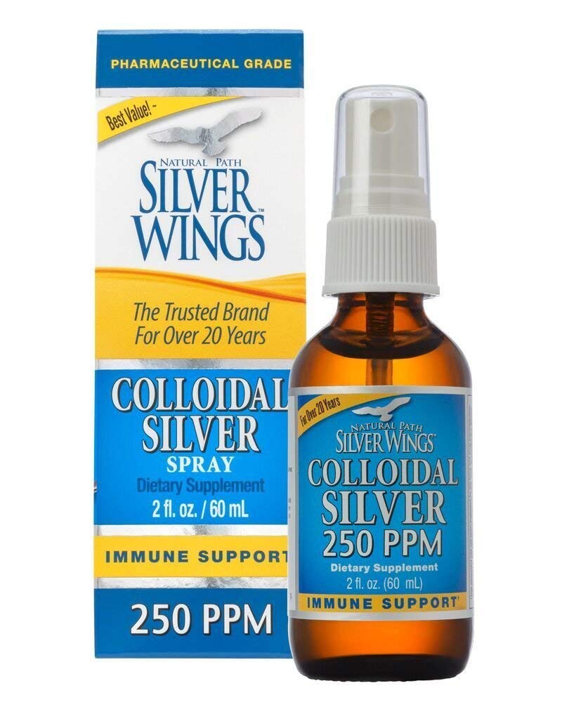 [Australia] - Natural Path Silver Wings Colloidal Silver 250ppm Spray Top 2 Fl Oz. - Enhanced Immune Support Supplement 