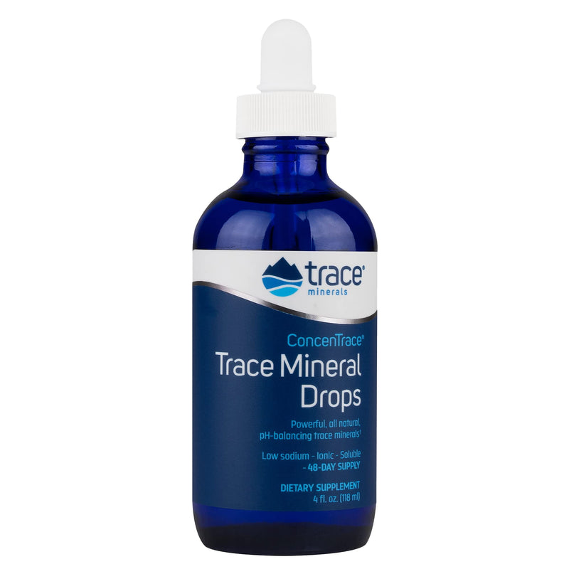 [Australia] - Concentrace Trace Mineral Drops 4 oz Glass Bottle | pH Balancing, 72 High Absorption Ionic Trace Minerals, Magnesium, Chloride, Potassium, Hydration, Electrolyte, Performance, Energy, No Sugar, Vegan 4 Fl Oz (Pack of 1) 