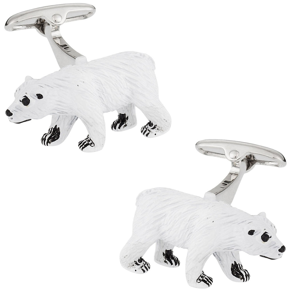 [Australia] - Safari Cuff-Daddy Polar Bear Painted Cufflinks with Presentation Box 