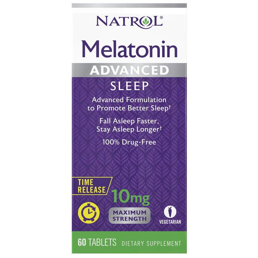 [Australia] - Natrol Melatonin Advanced Sleep Tablets with Vitamin B6, Helps You Fall Asleep Faster, Stay Asleep Longer, 2-Layer Controlled Release, 100% Drug-Free, 10mg, 60 Count Time Released 60 Count (Pack of 1) 