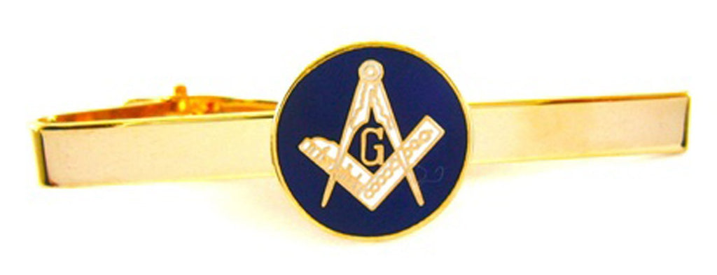 [Australia] - New Brass & Blue Masonic Freemason Mason Tie Bar Clip 