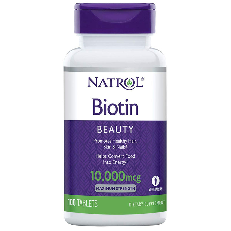 [Australia] - Natrol Biotin Beauty Tablets, Promotes Healthy Hair, Skin and Nails, Helps Support Energy Metabolism, Helps Convert Food Into Energy, Maximum Strength, 10,000mcg, 100 Count (Pack of 1) 100 Count (Pack of 1) 