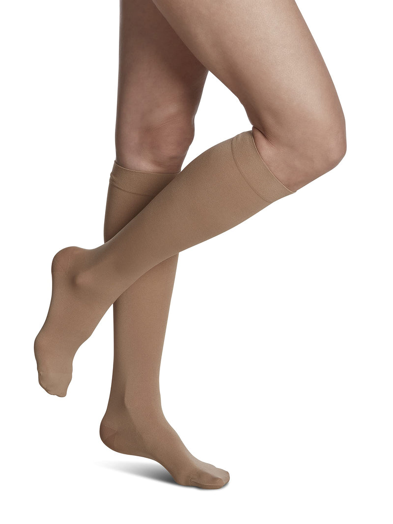[Australia] - SIGVARIS Women’s Style Soft Opaque 840 Closed Toe Calf-High Socks 15-20mmHg Nude Medium Short 